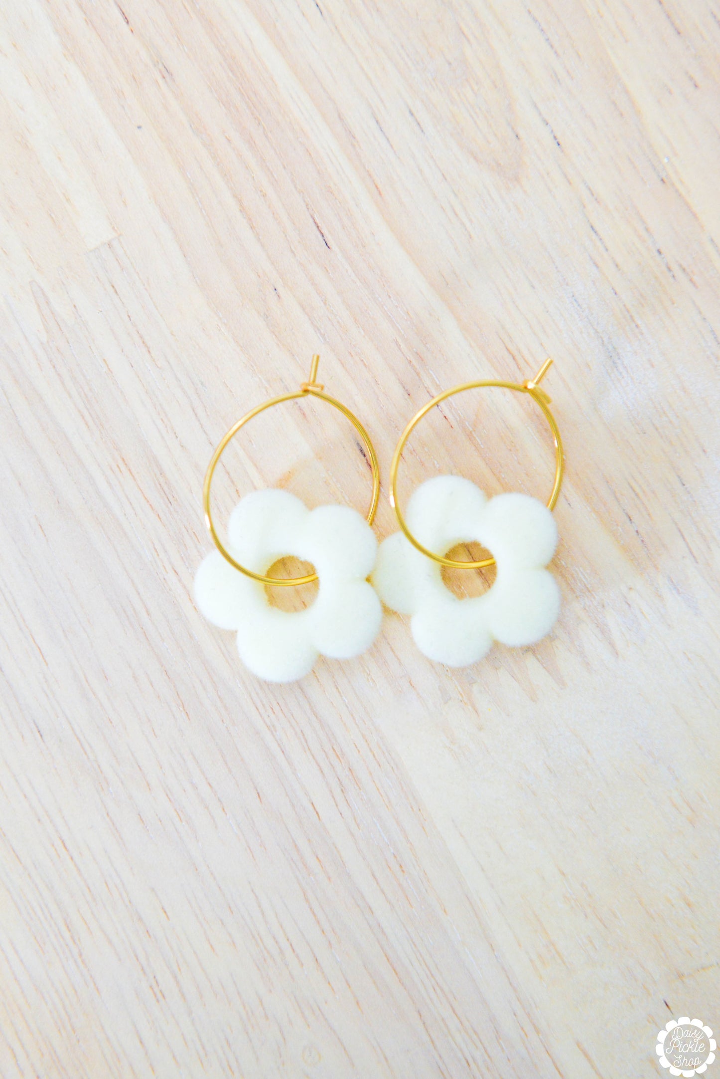 Fuzzy Flower Hoop Earrings