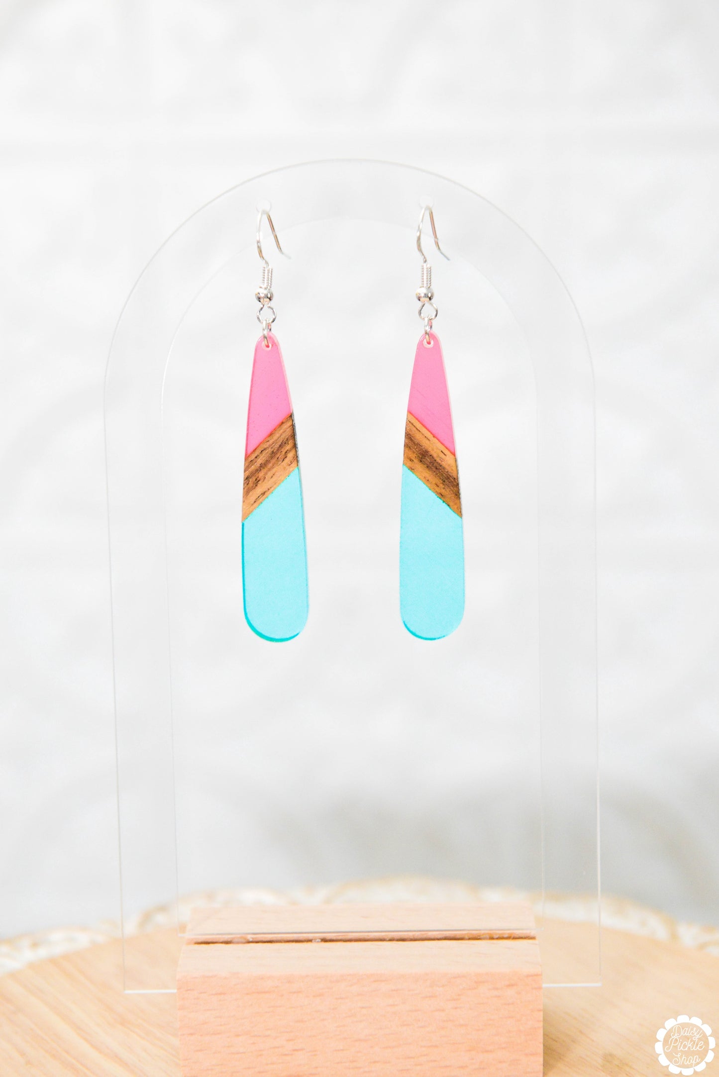 Pink Turquoise Aztec Drop Earrings