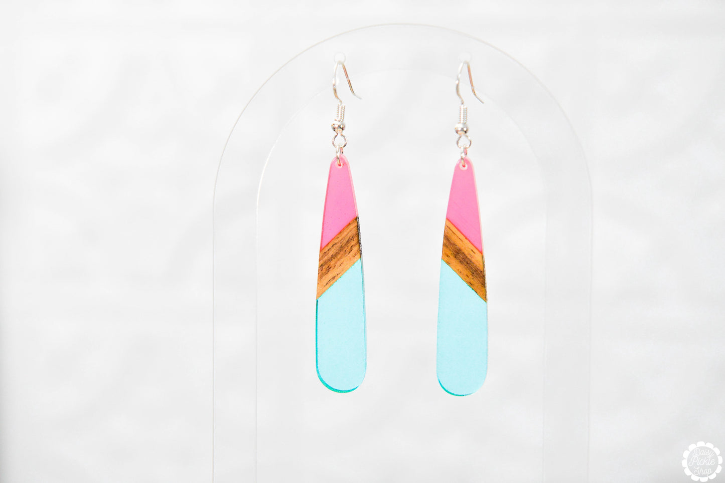 Pink Turquoise Aztec Drop Earrings