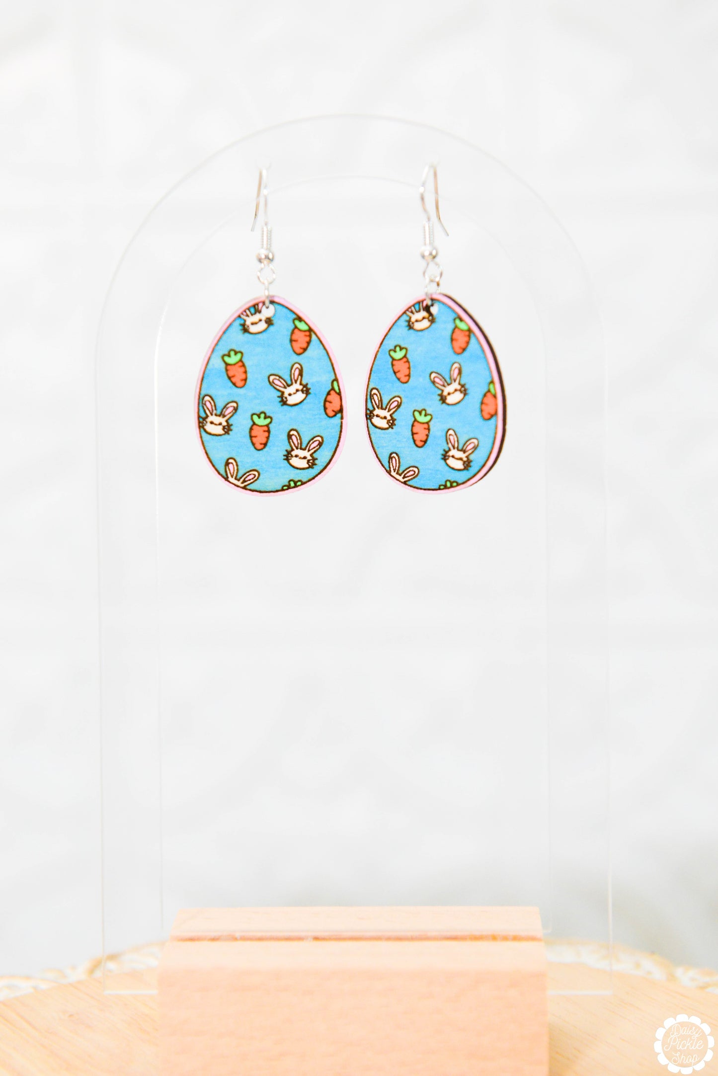 Blue Bunny Carrot Earrings