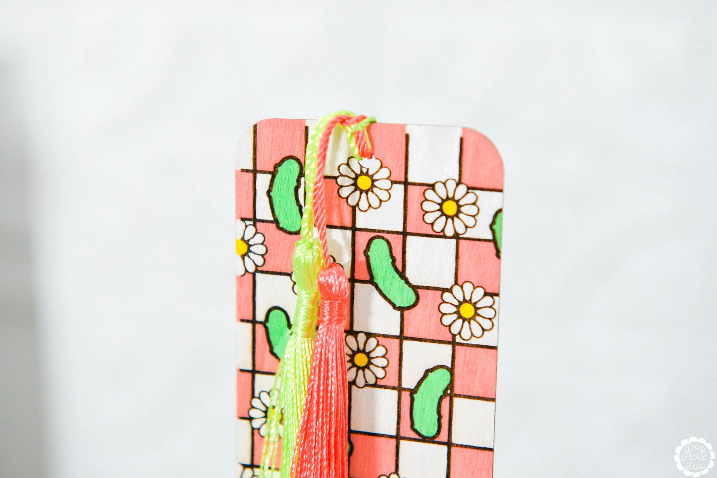 Daisy Pickle Checkered Bookmark