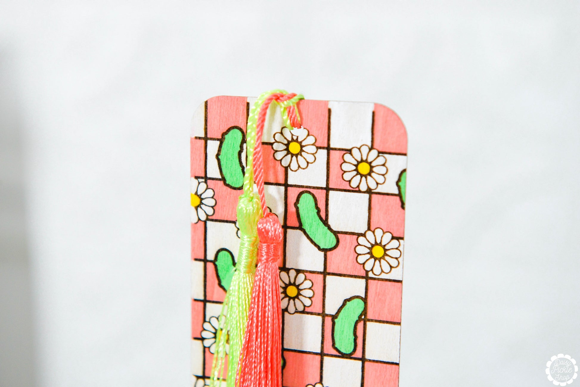 Daisy Pickle Checkered Bookmark