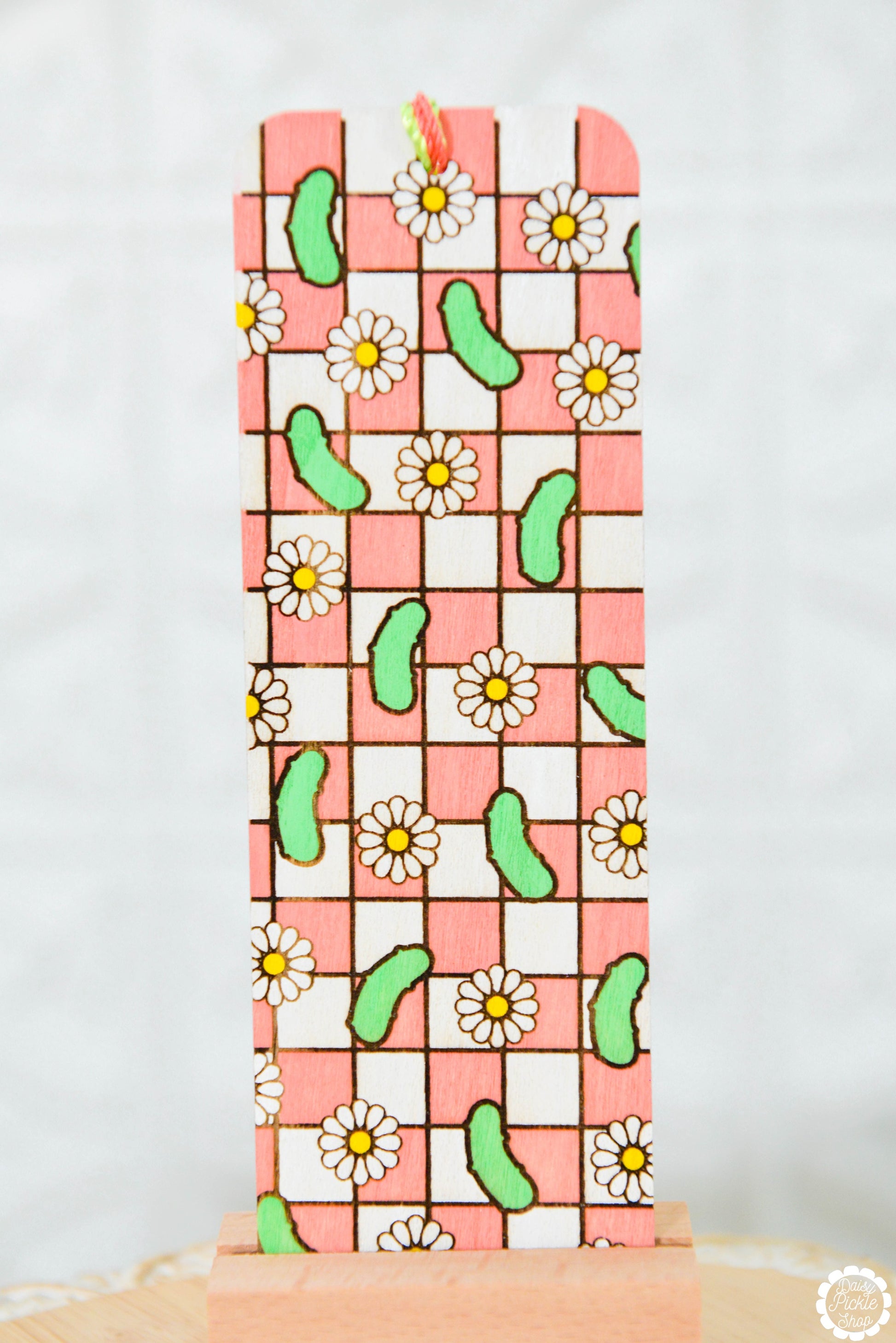 Daisy Pickle Checkered Bookmark