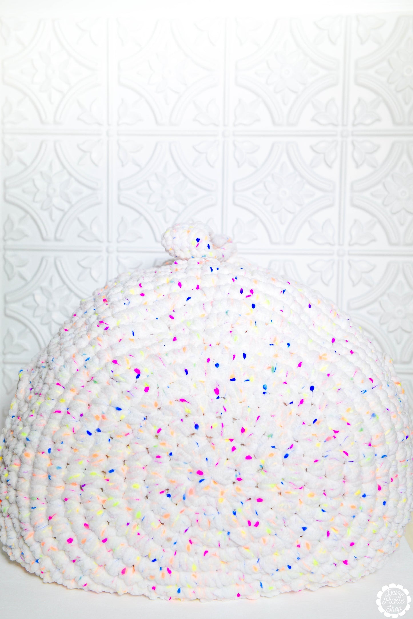 Speckled Crochet Tablet Bean Bag Pouf