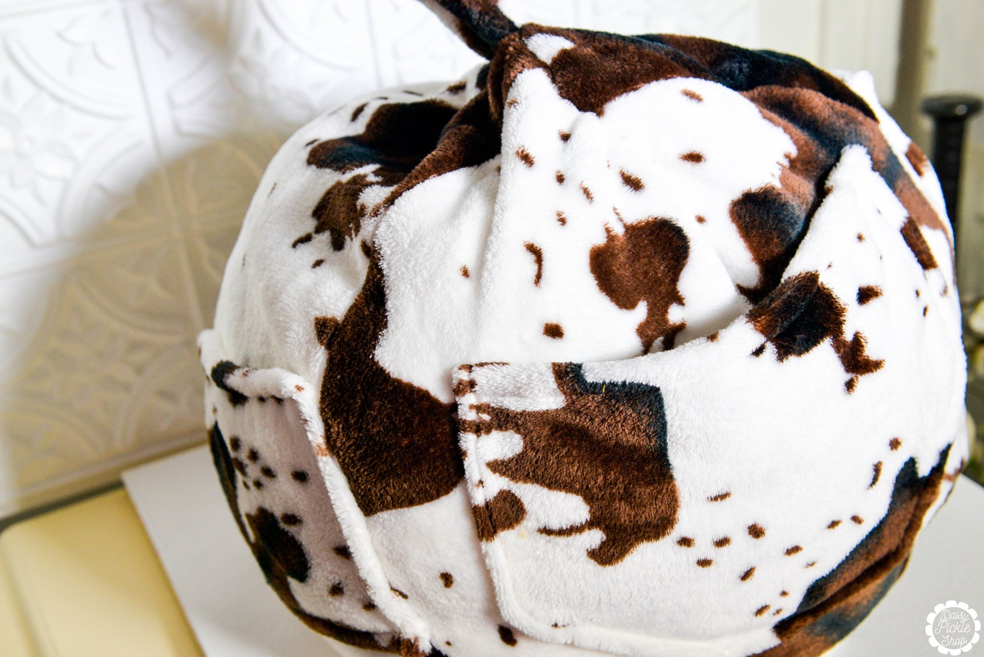 Cowhide Tablet Bean Bag Pouf