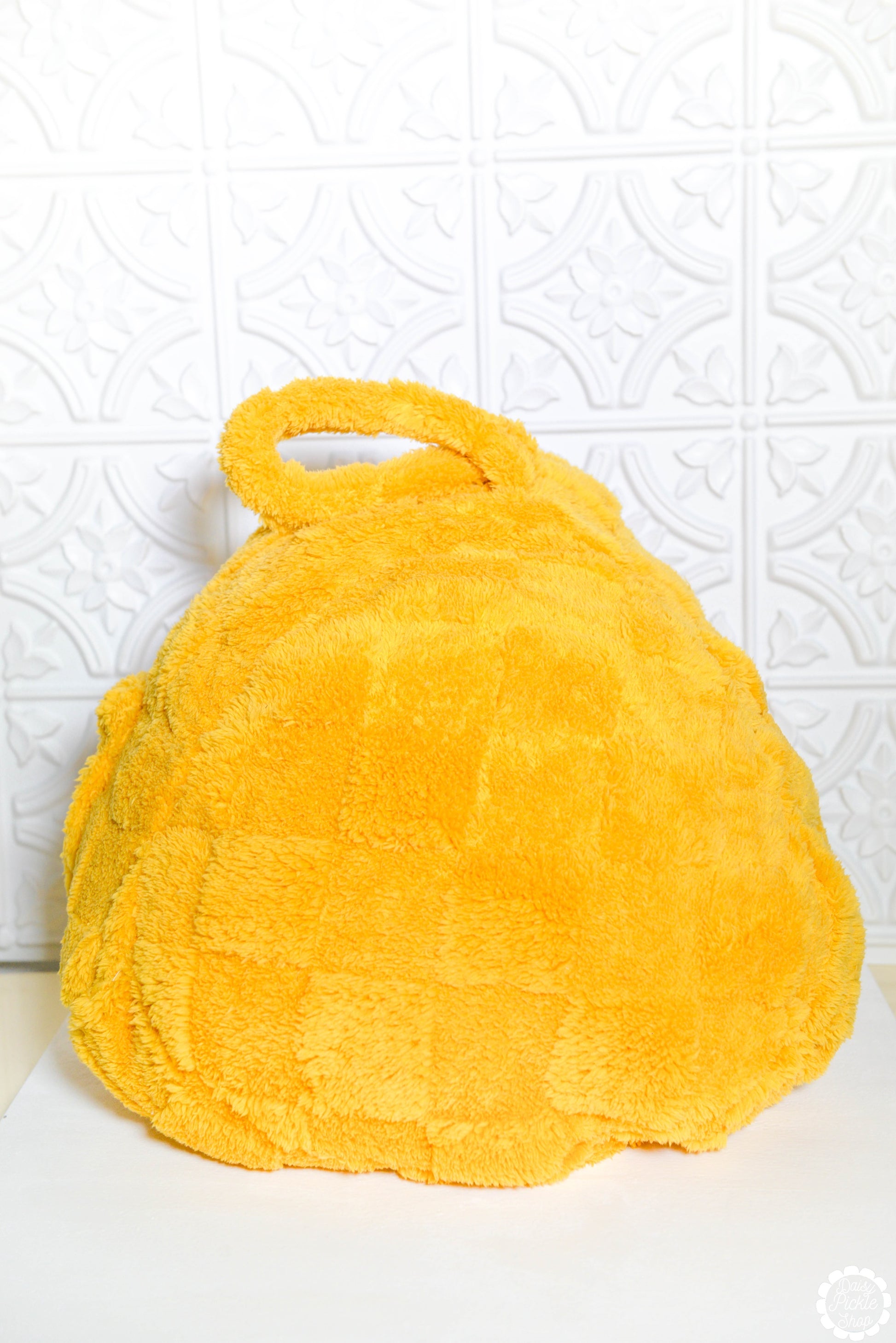 Yellow Checkered Tablet Bean Bag Pouf