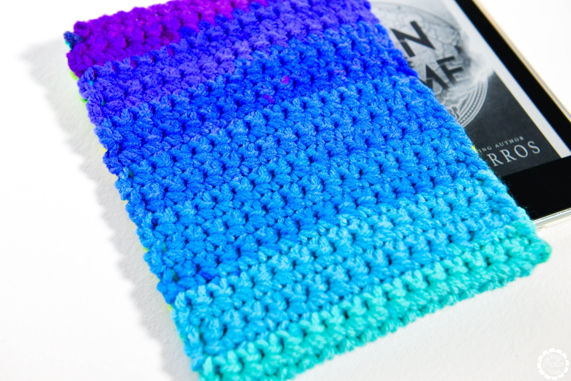 Blue Green Gradient E-Reader Crochet Sleeve