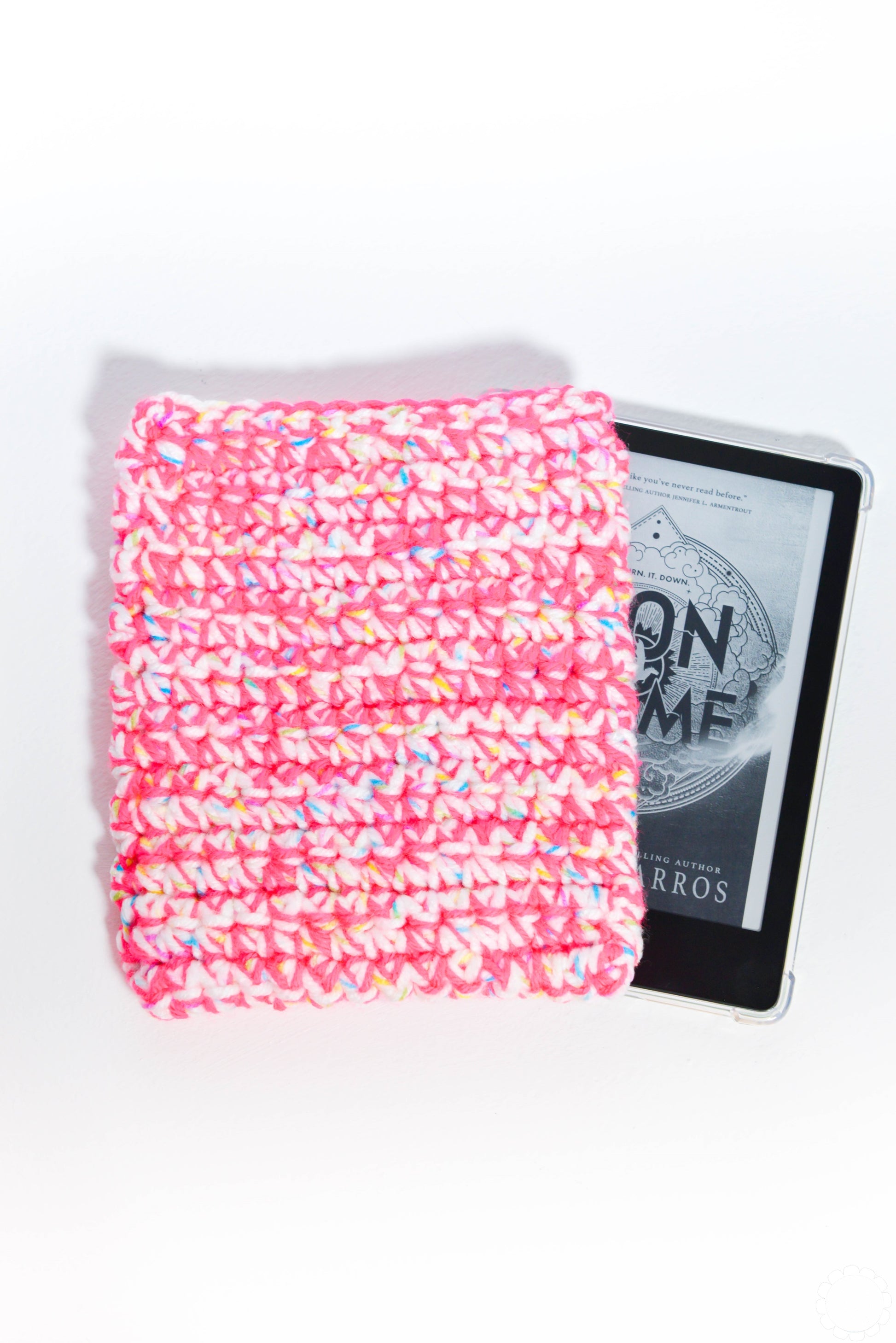 Pink Speckled E-Reader Crochet Sleeve