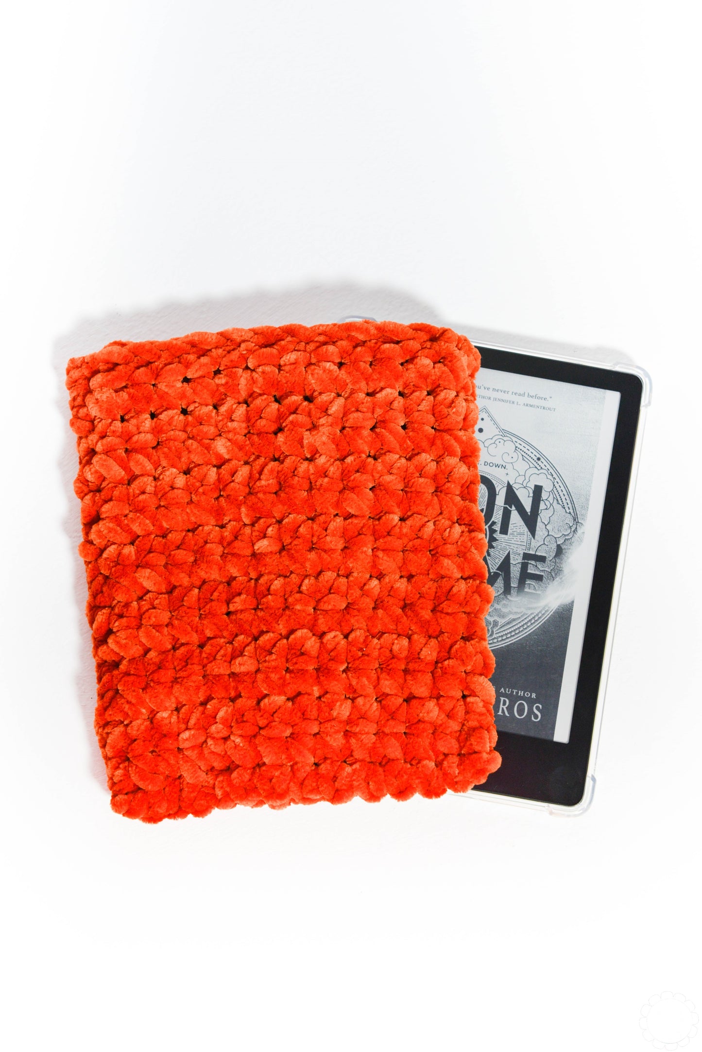 Plush Autumn Orange Crochet E-Reader Sleeve