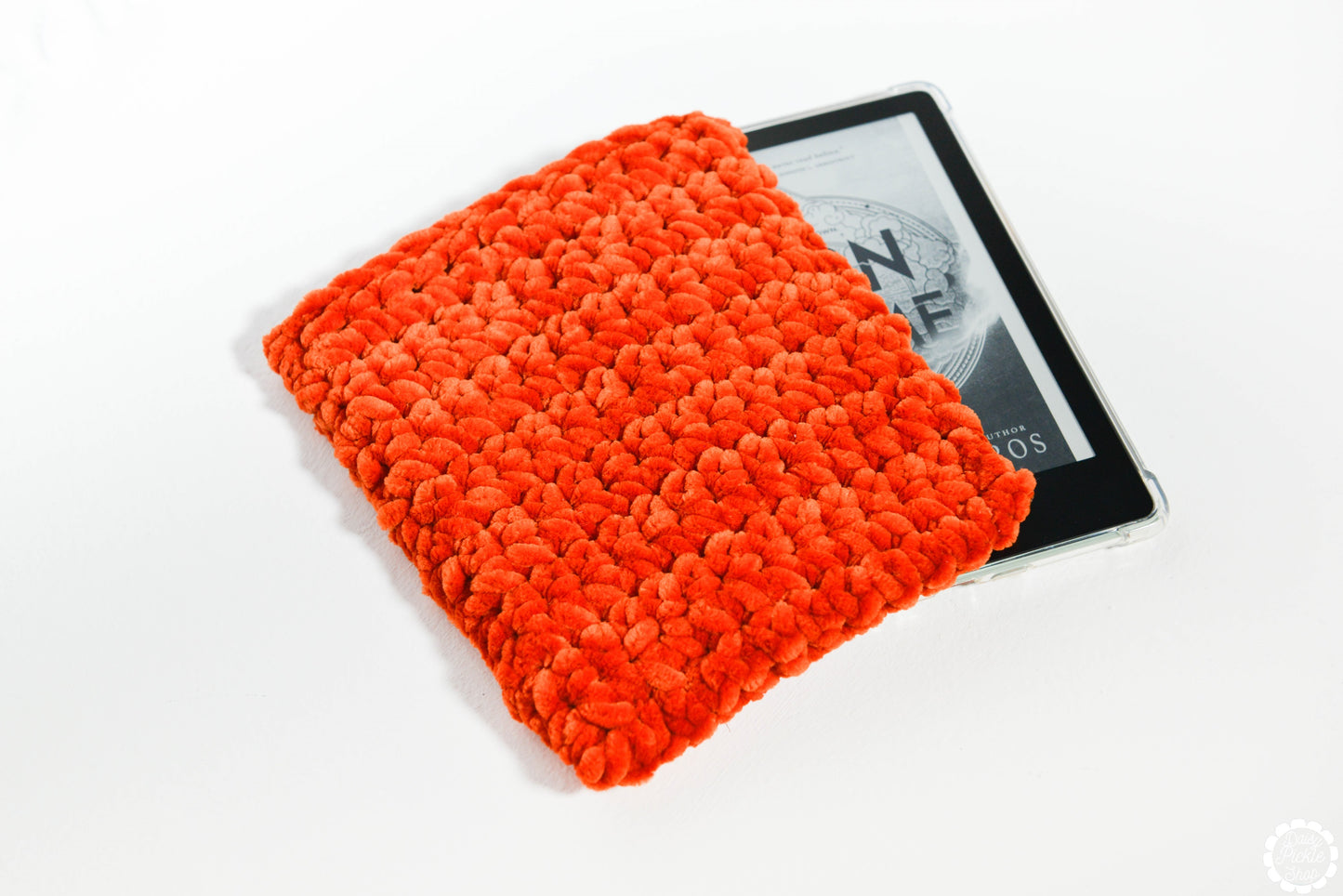 Plush Autumn Orange Crochet E-Reader Sleeve