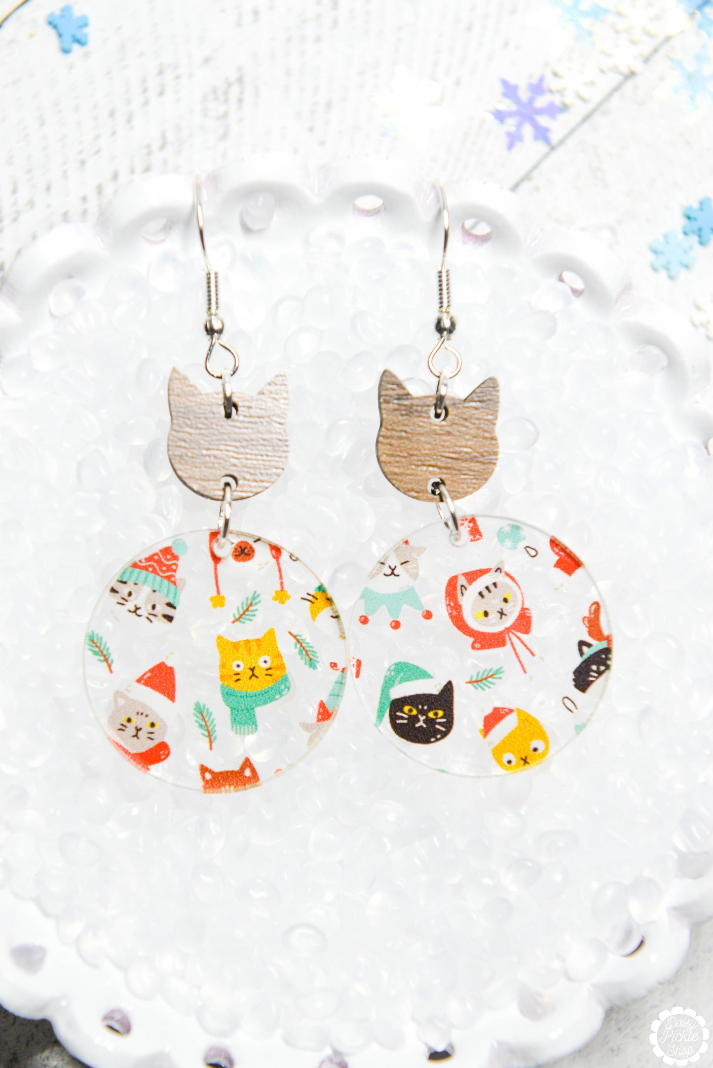 festive kitty earrings