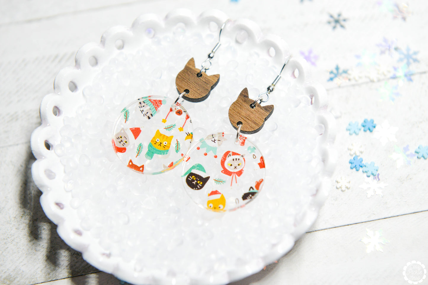 festive kitty earrings