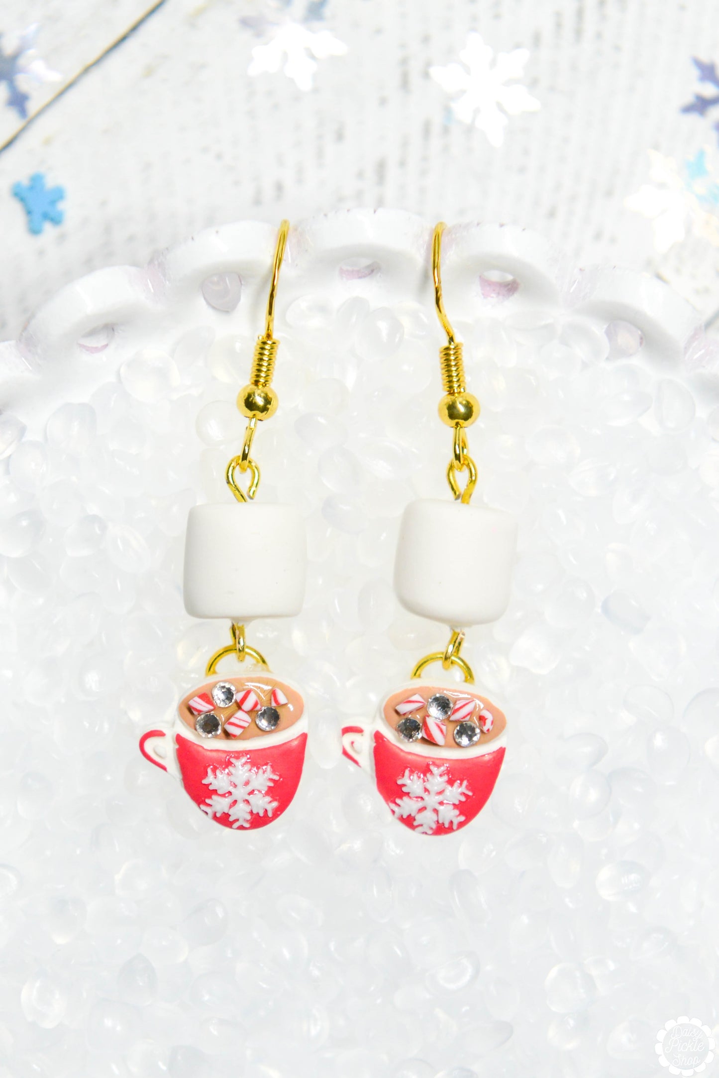 peppermint hot chocolate earrings