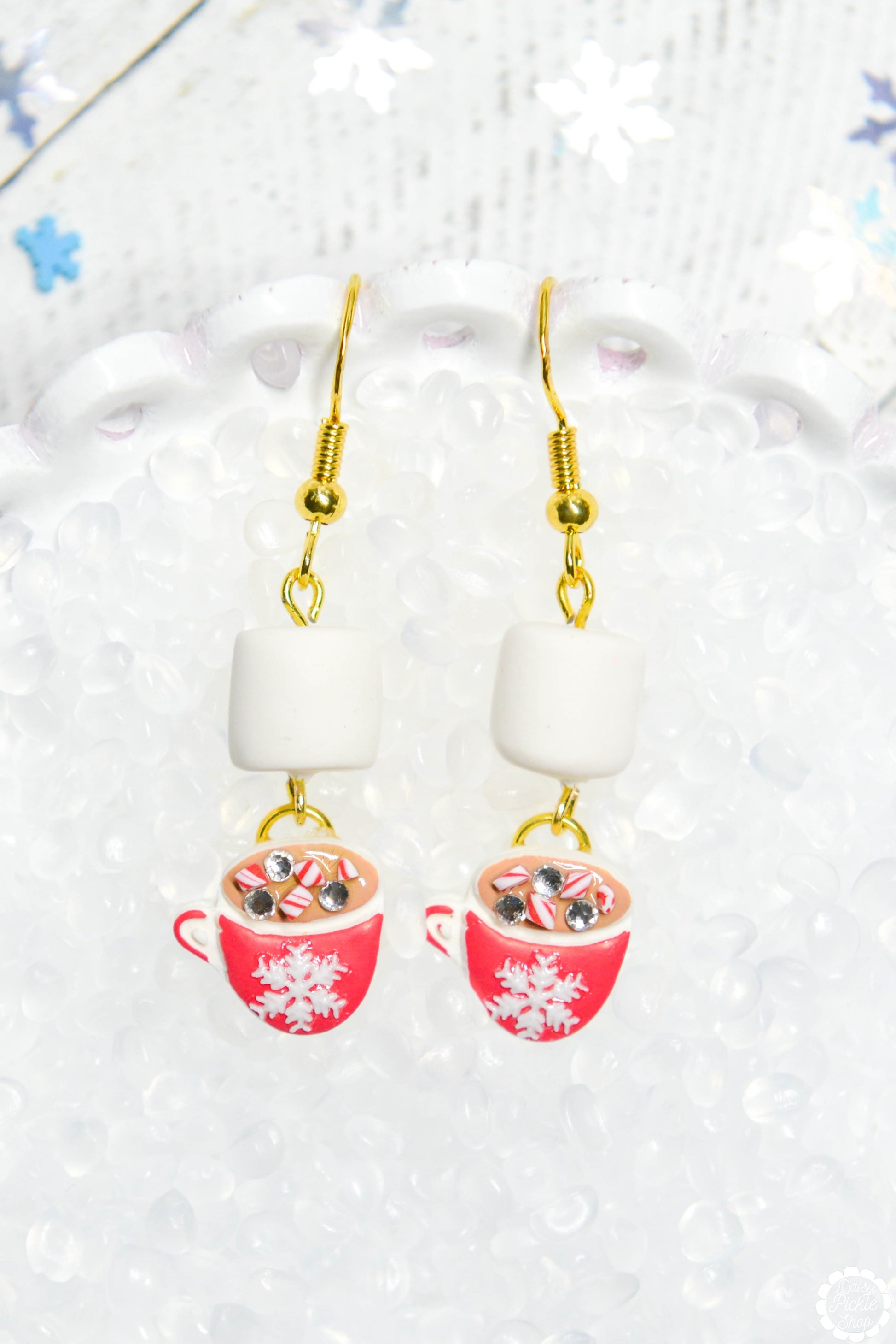 peppermint hot chocolate earrings