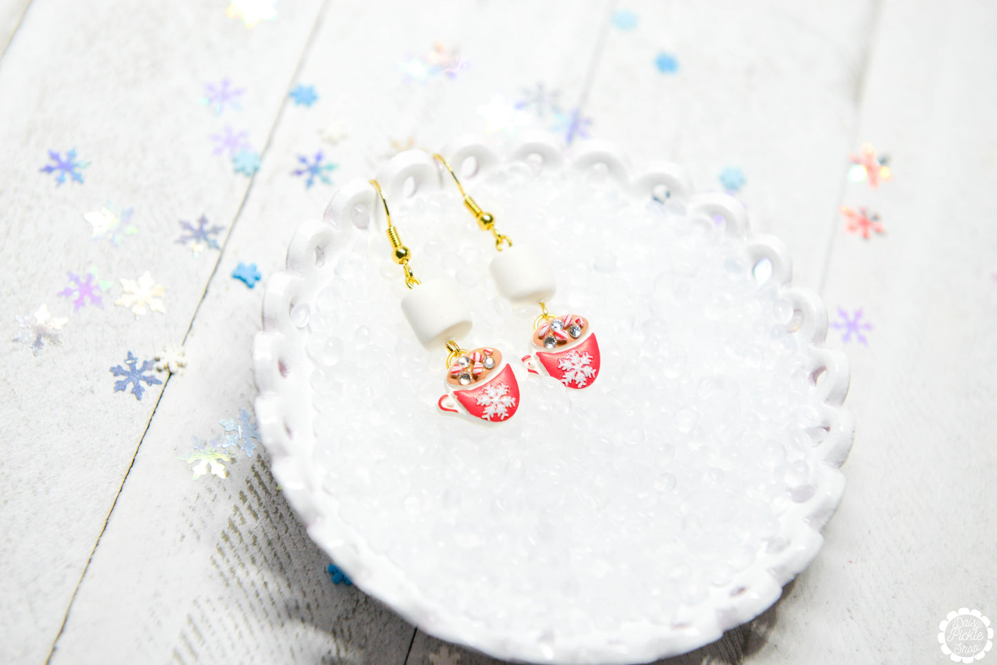 peppermint hot chocolate earrings