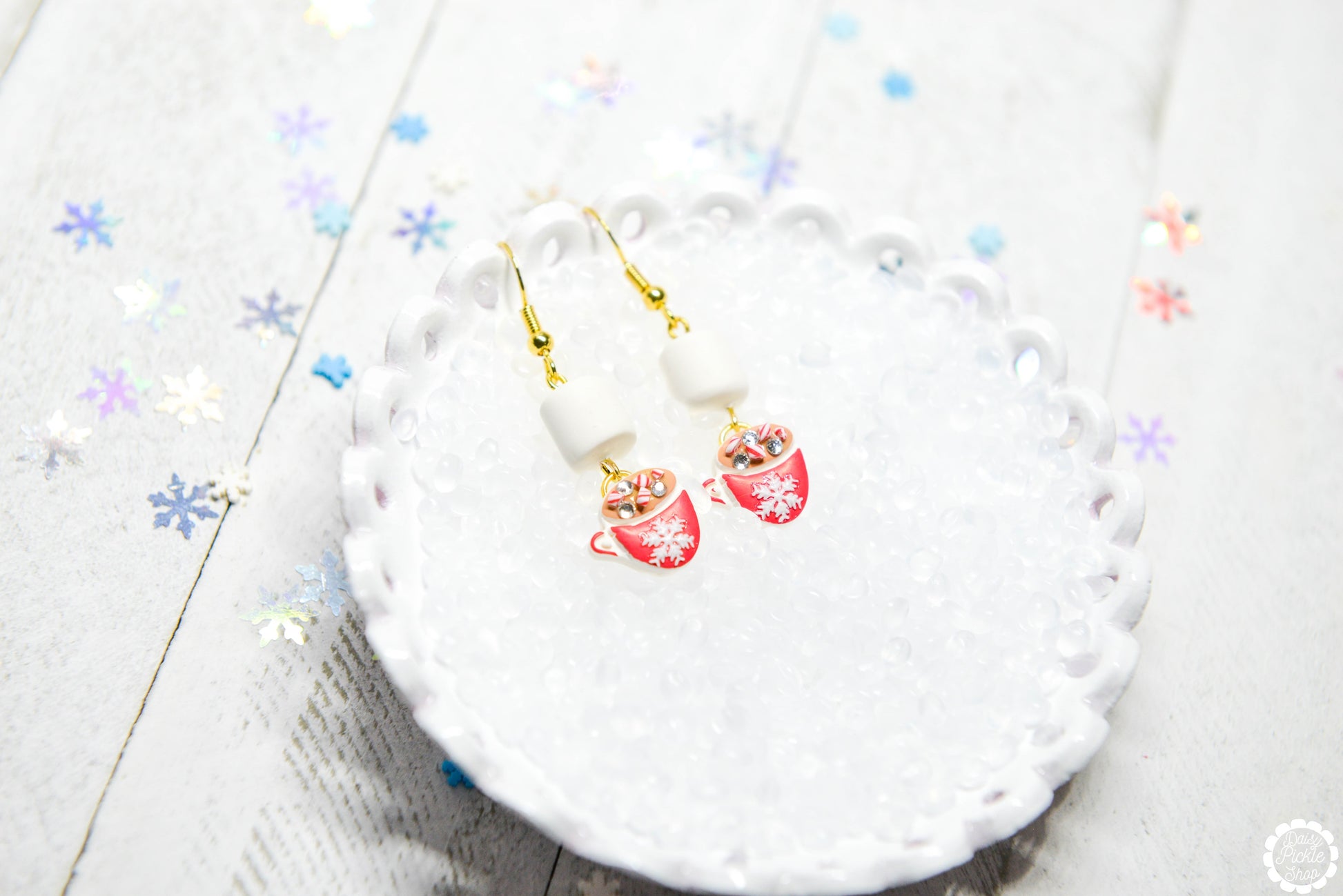 peppermint hot chocolate earrings