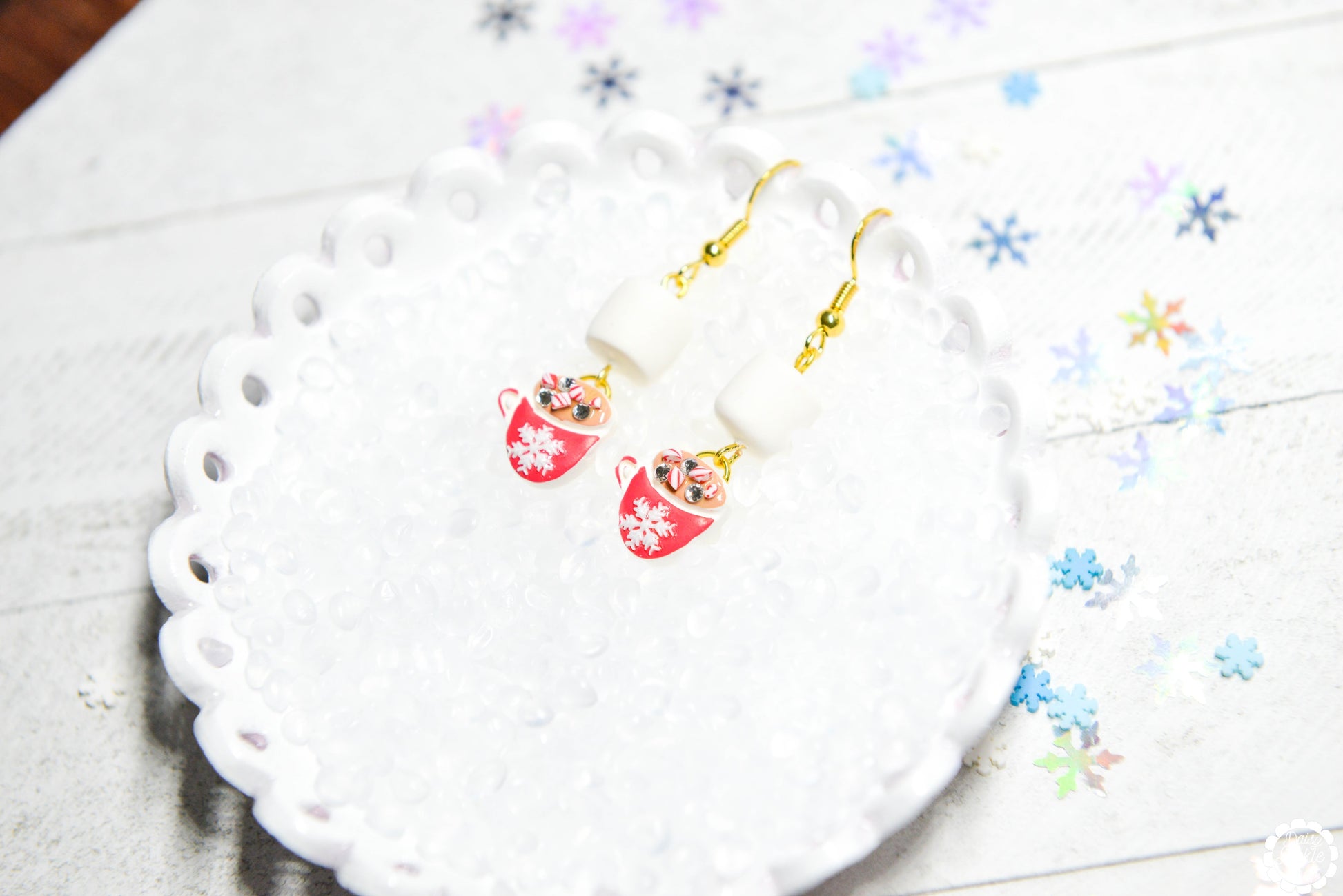 peppermint hot chocolate earrings