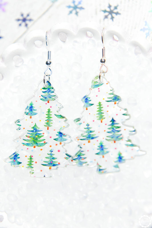 Clear sprinkle tree earrings