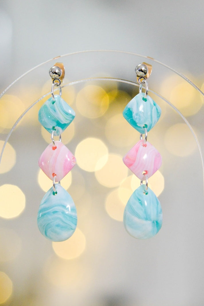 Turquoise Pink Drop Dangle Earrings