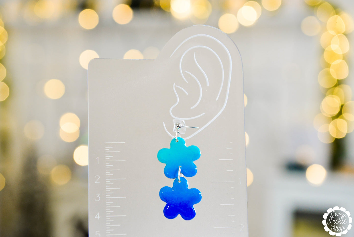 Blue Ocean Flower Earrings  Media 2 of 3