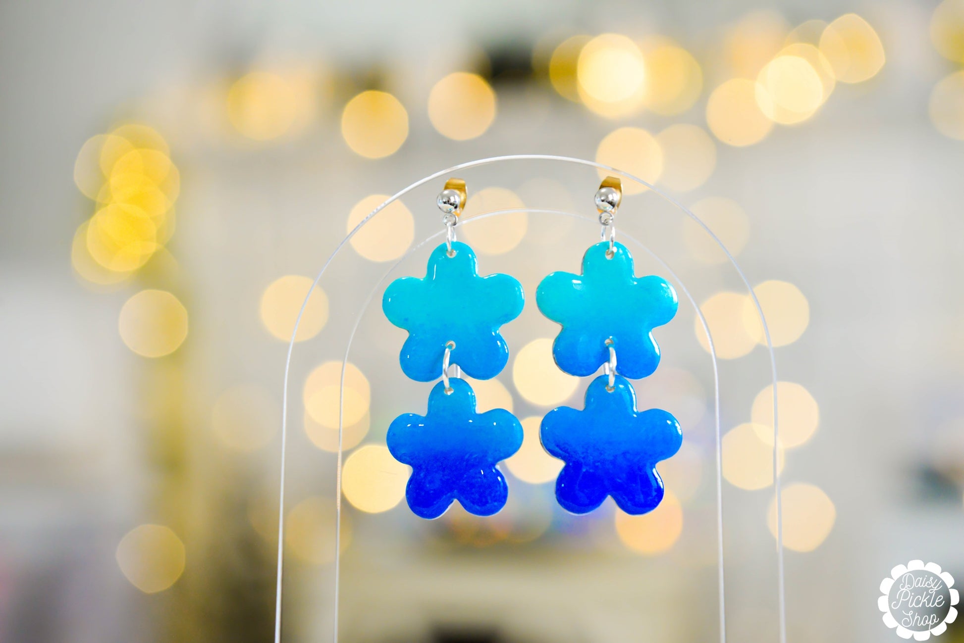 Blue Ocean Flower Earrings  Media 1 of 3