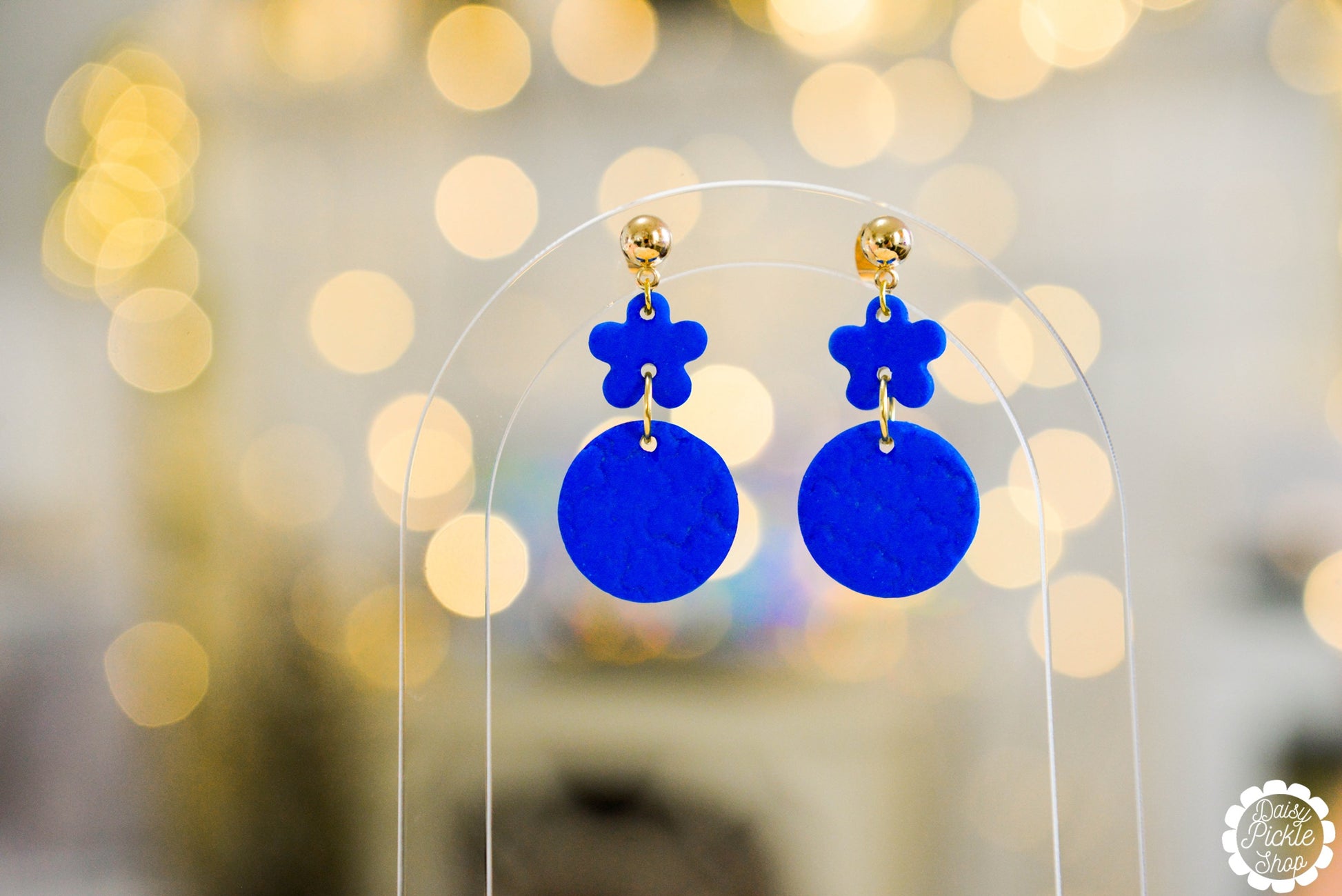 Royal Blue Flower Power Earrings  Media 1 of 3