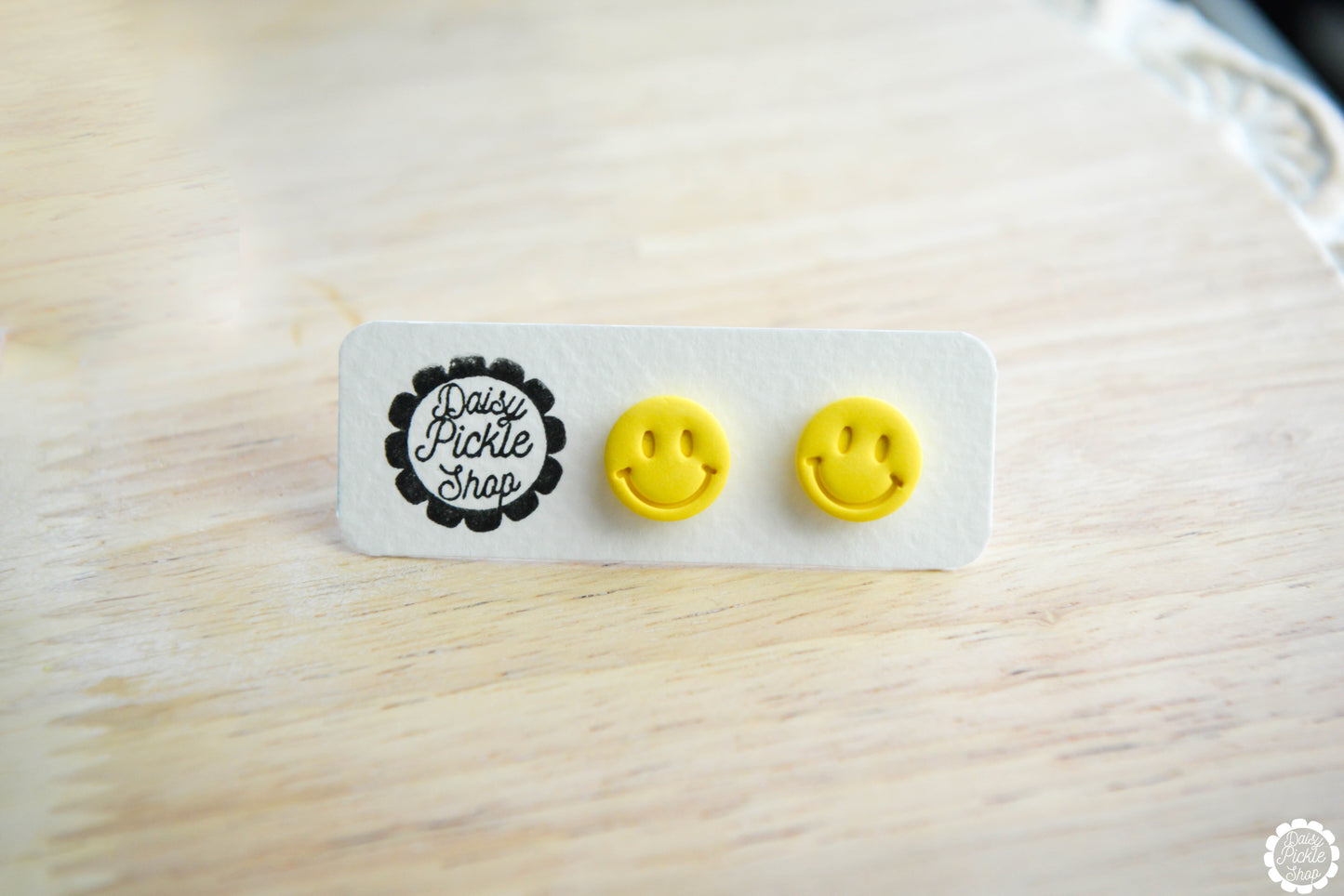 Yellow Smiley Face Stud Earrings 