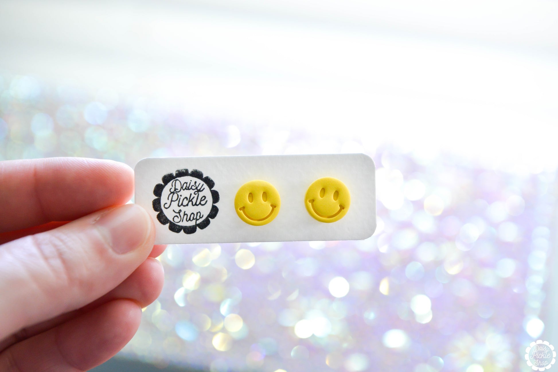 Yellow Smiley Face Stud Earrings 