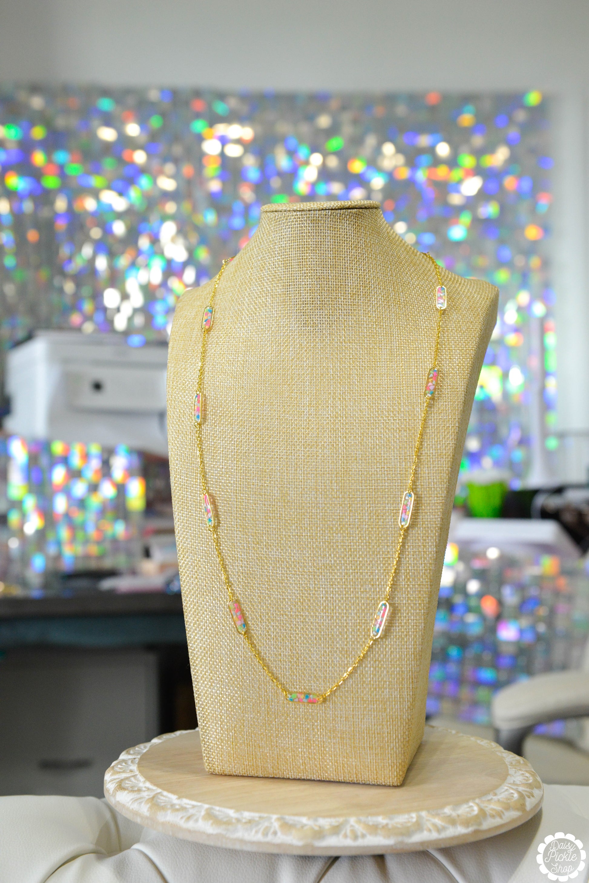 Long Summer Terrazzo Station Necklace  Media 3 of 4