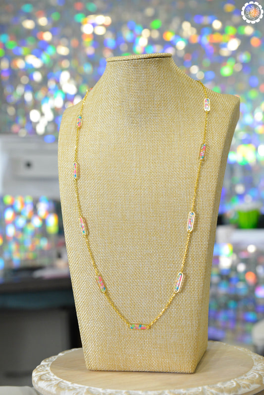 Long Summer Terrazzo Station Necklace  Media 1 of 4