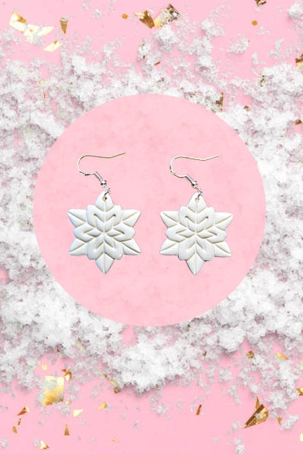 White Snowflake Earrings