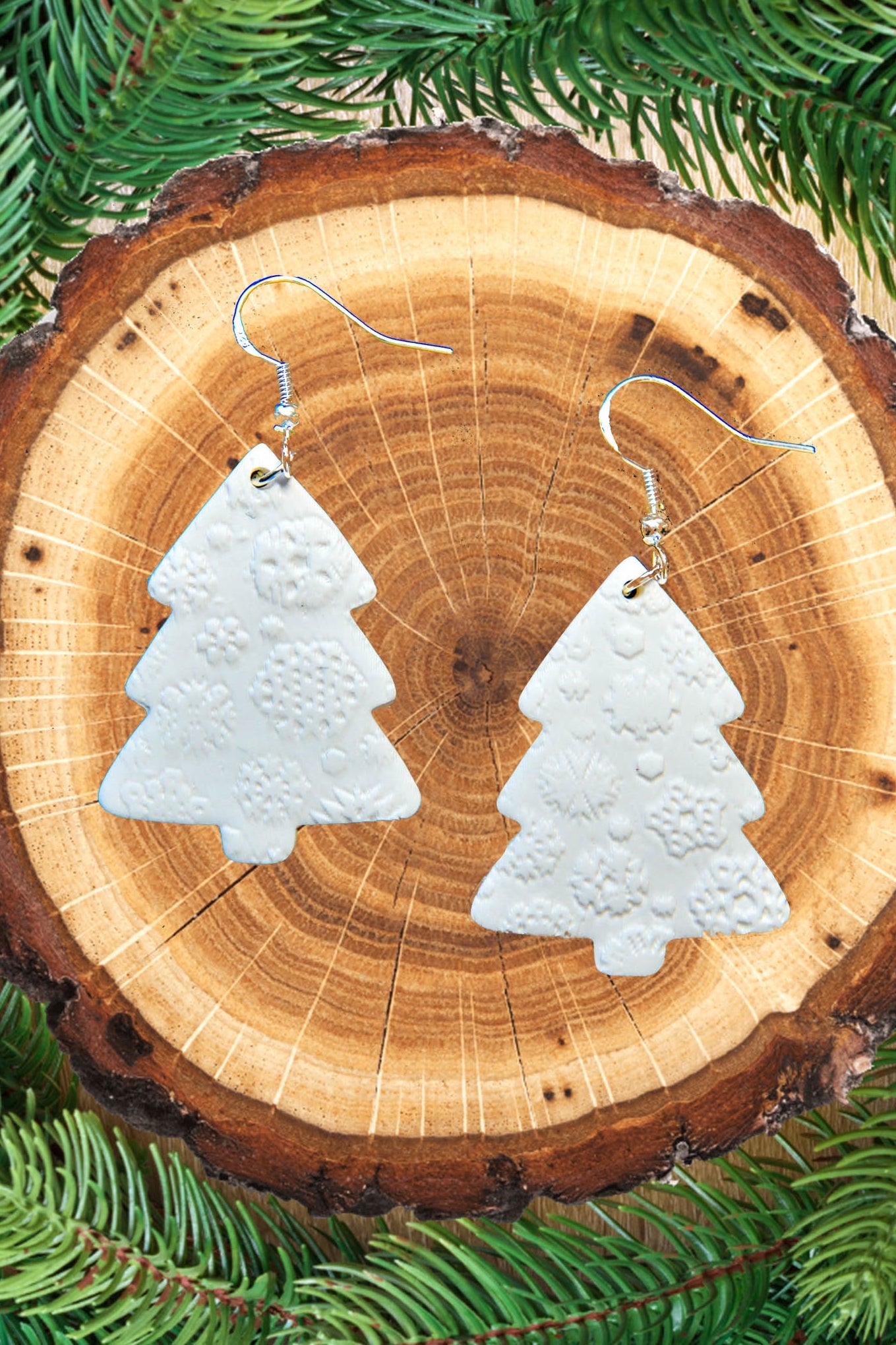 Snowflake Christmas Tree Earrings