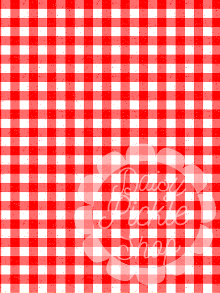 Red and white checkered pattern with 'Blessed Little One' text in the center.
