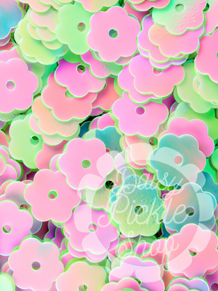 Pastel-colored flower-shaped confetti with 'Jelly Pickle' branding.