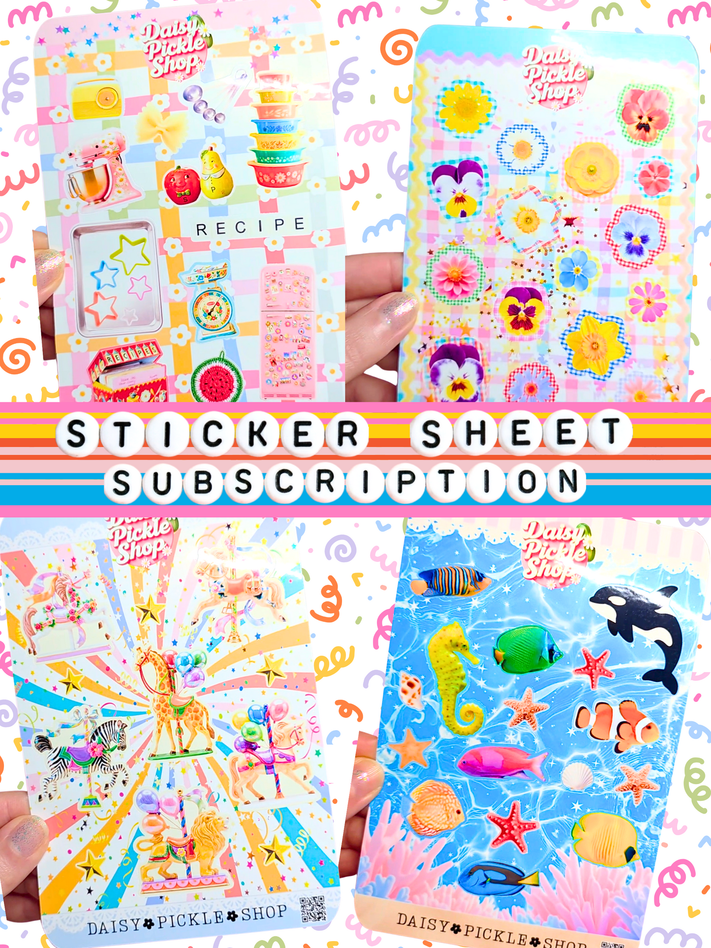 colorful sticker sheets