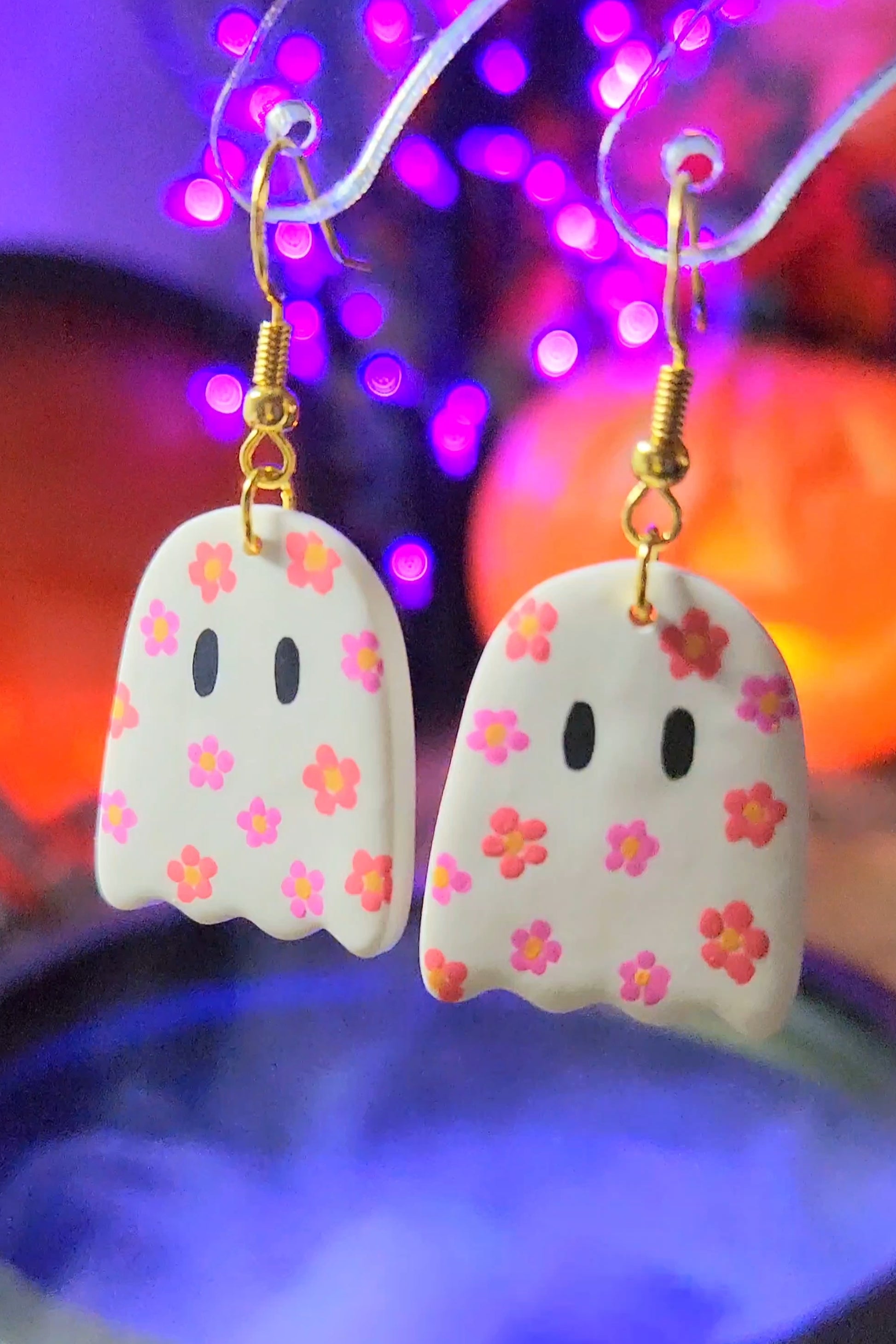 flower ghost earrings