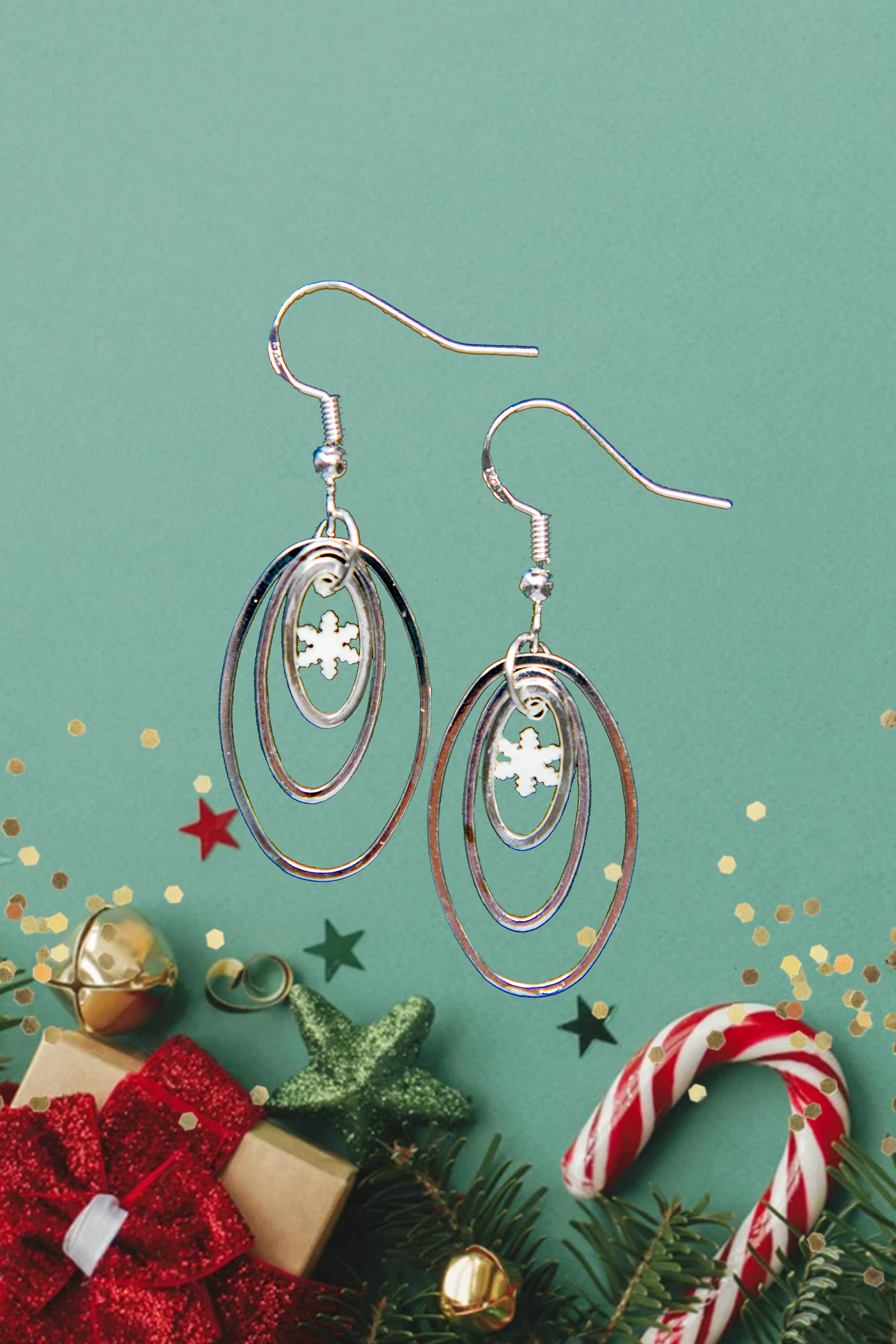 Snowflake Sparkle Hoop Earrings