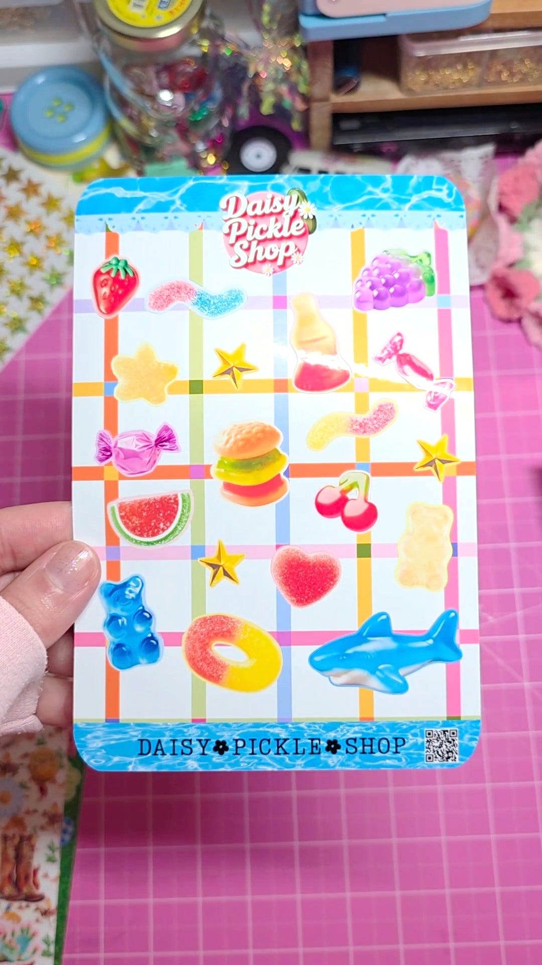Sticker sheet with colorful summer stickers