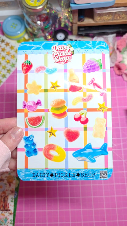 Sticker sheet with colorful summer stickers
