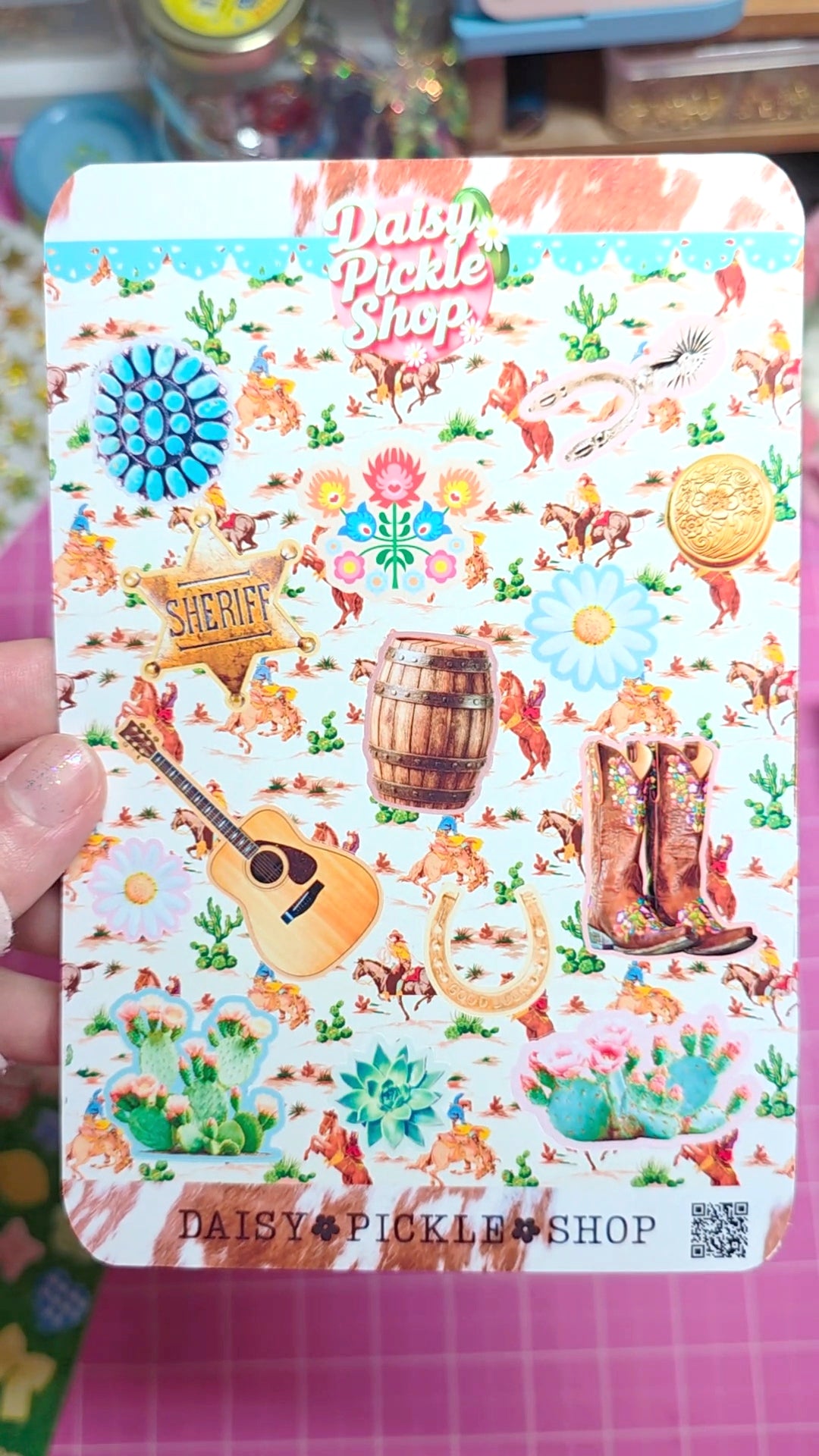Cowgirl themed sticker sheet