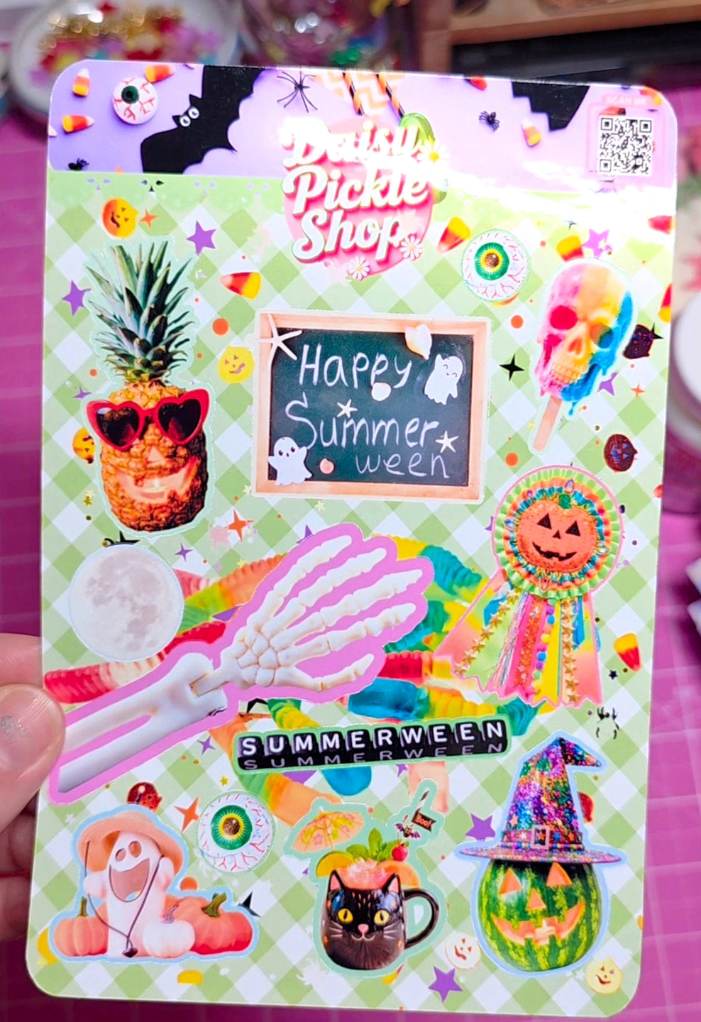 Colorful sticker sheet with 'Happy Summer Week' text and various summer-themed designs.