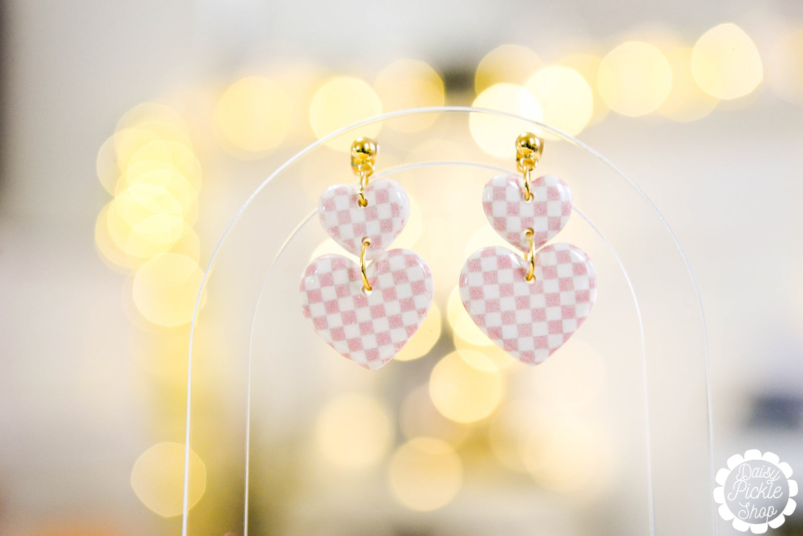 Little Heart Big Heart Checkered Earrings