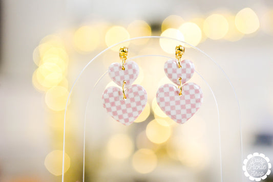 Little Heart Big Heart Checkered Earrings