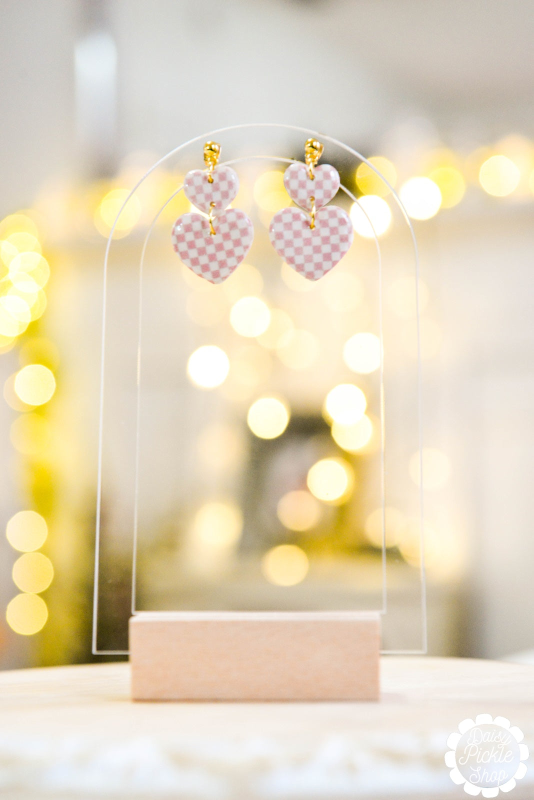 Little Heart Big Heart Checkered Earrings