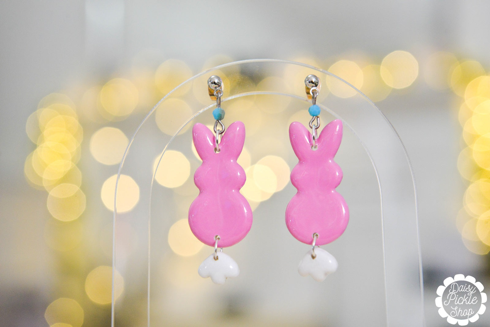 Pink bunny earrings