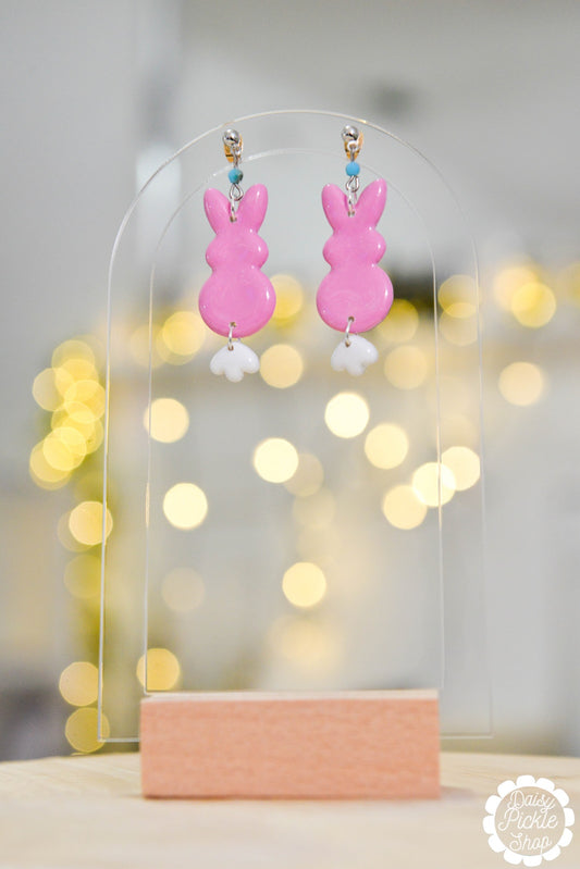 pink bunny earrings