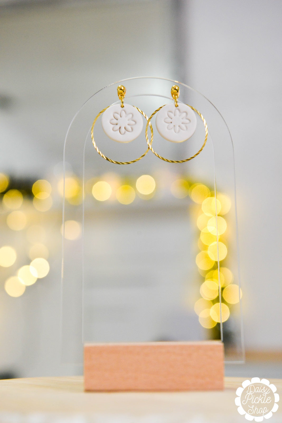 golden daisy hoop earrings