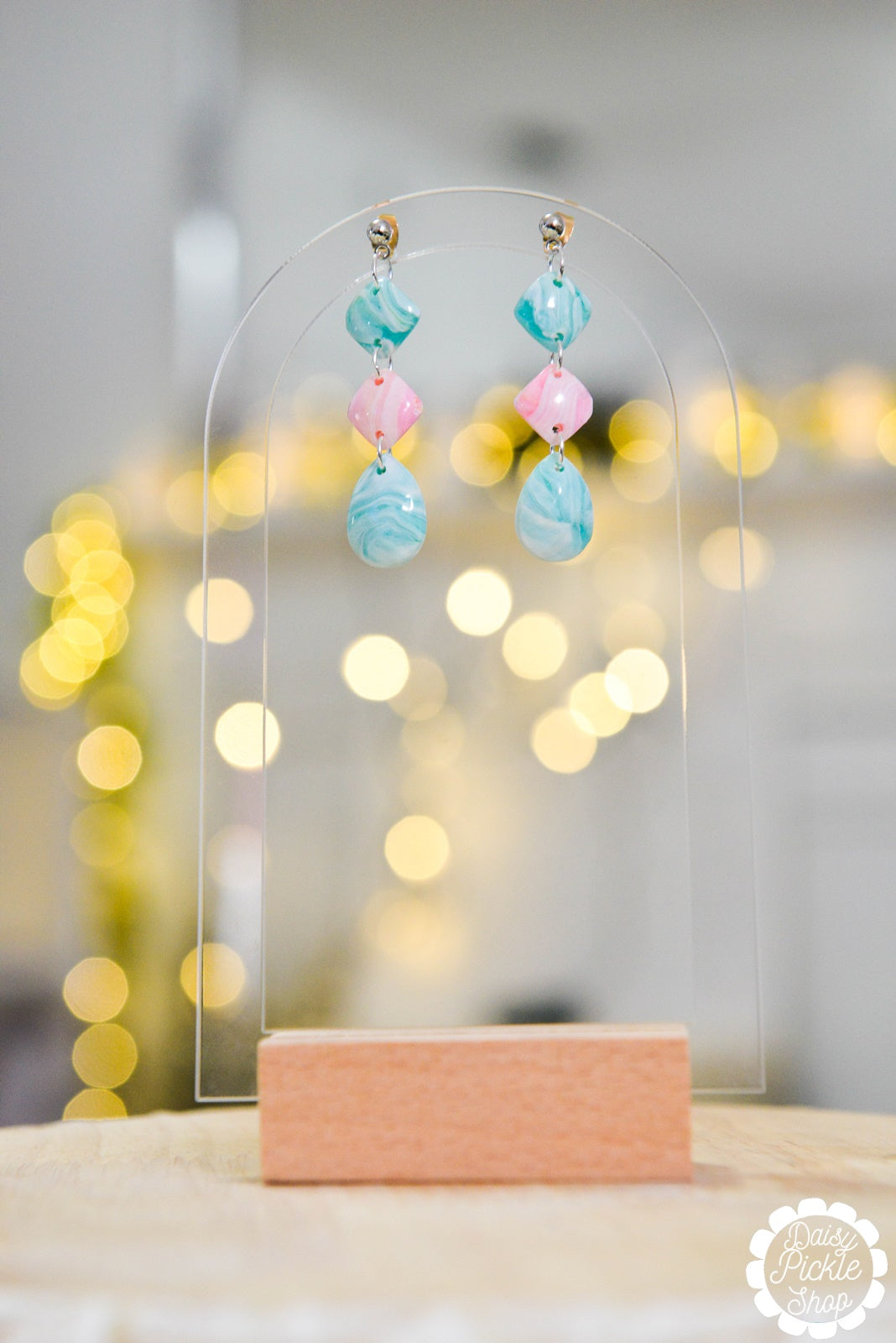 Turquoise Pink Drop Dangle Earrings